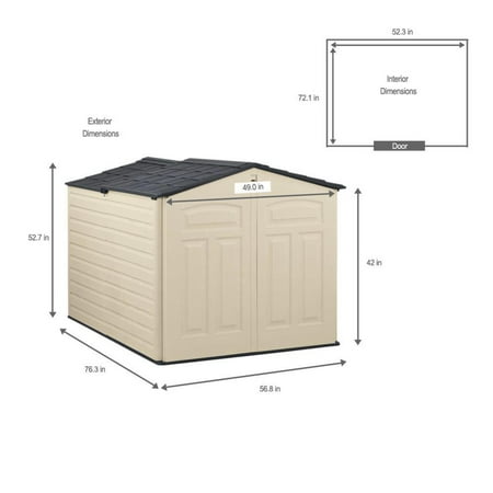 Rubbermaid 6 x 5 ft Storage Shed with Slide Lid, Sandstone 