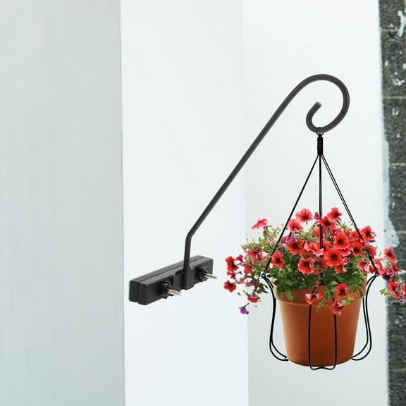 ELAYARD 1 Set Deck Railing Plant Hanger Black Steel Hanging Flower Pot Rack for Gardeners