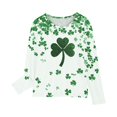 thumbnail image 4 of LWFFDAW T-Shirts pour Filles Enfants Fête de la Saint-Patrick Manches Longues Col Rond Chandail Tops Paillettes Trèfle Graphiques Quatre Feuilles T-Shirts Irlandais Chanceux Taille 4 Ans Vert, 4 of 4