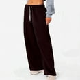 thumbnail image 6 of YDKZYMD Vermilion Sweatpants for Women Wide Leg Teen Girls Clearance Petite Jogger Pants Elasticwaist Fall Straight Leg Sweatpants with Pockets Flare High Waisted Baggy Pants Coffee S, 6 of 7