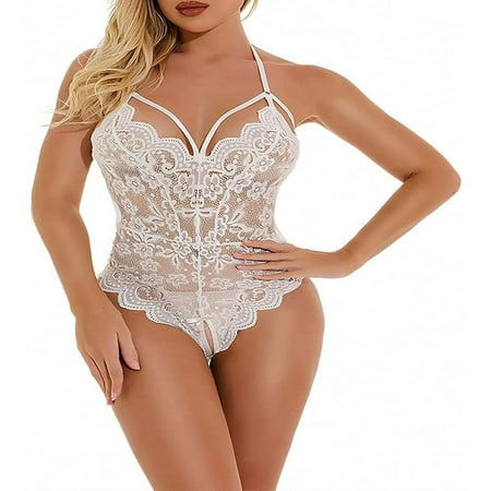 Estbridge Womens Bralette Lace Bodysuit Lingerie Teddy Crotchless Underwear Nightwear