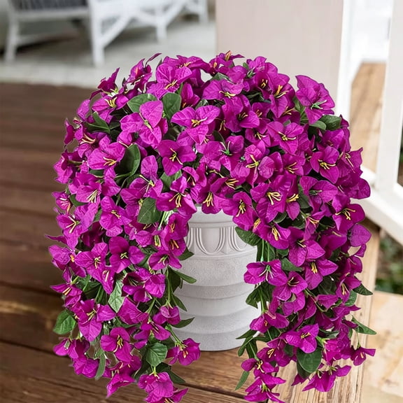 Bcylexb Artificial Hanging Flowers UV Resistant Floral Plant Silk Fake Flowers for Hanging Basket Planter Wall Porch Balcony Outdoor Decor