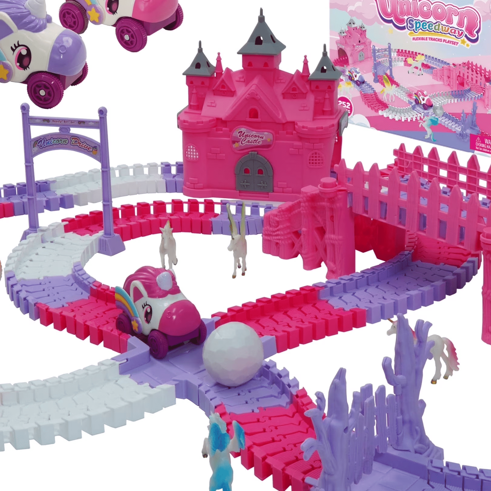 USA Toyz Pink Paradise Adventure Tracks – 225pc Vehicle Playset