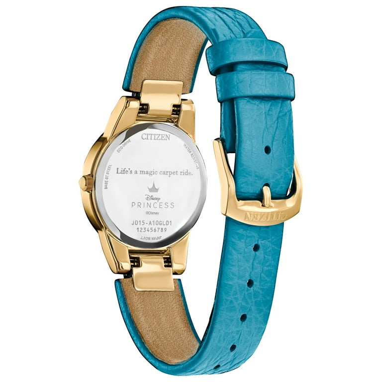 Citizen Women's Eco-Drive Disney Princess Teal Blue Leather Strap