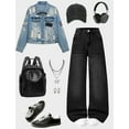 thumbnail image 6 of OYYN Girls Baggy Jeans Wide Leg High Waist Y2K Streetwear Boyfriend Skater Denim Pants School Casual Wear, 6 of 7