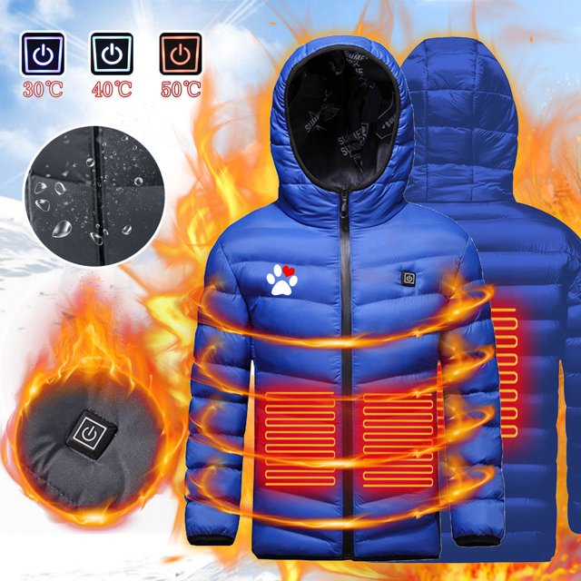 LOVZFMLL Jackets for Girls USB Intelligent Constant Temperature Heated Windproof Plus Size Coat For Kids Winter 3 Heated Jacket Coat 10-11 Years