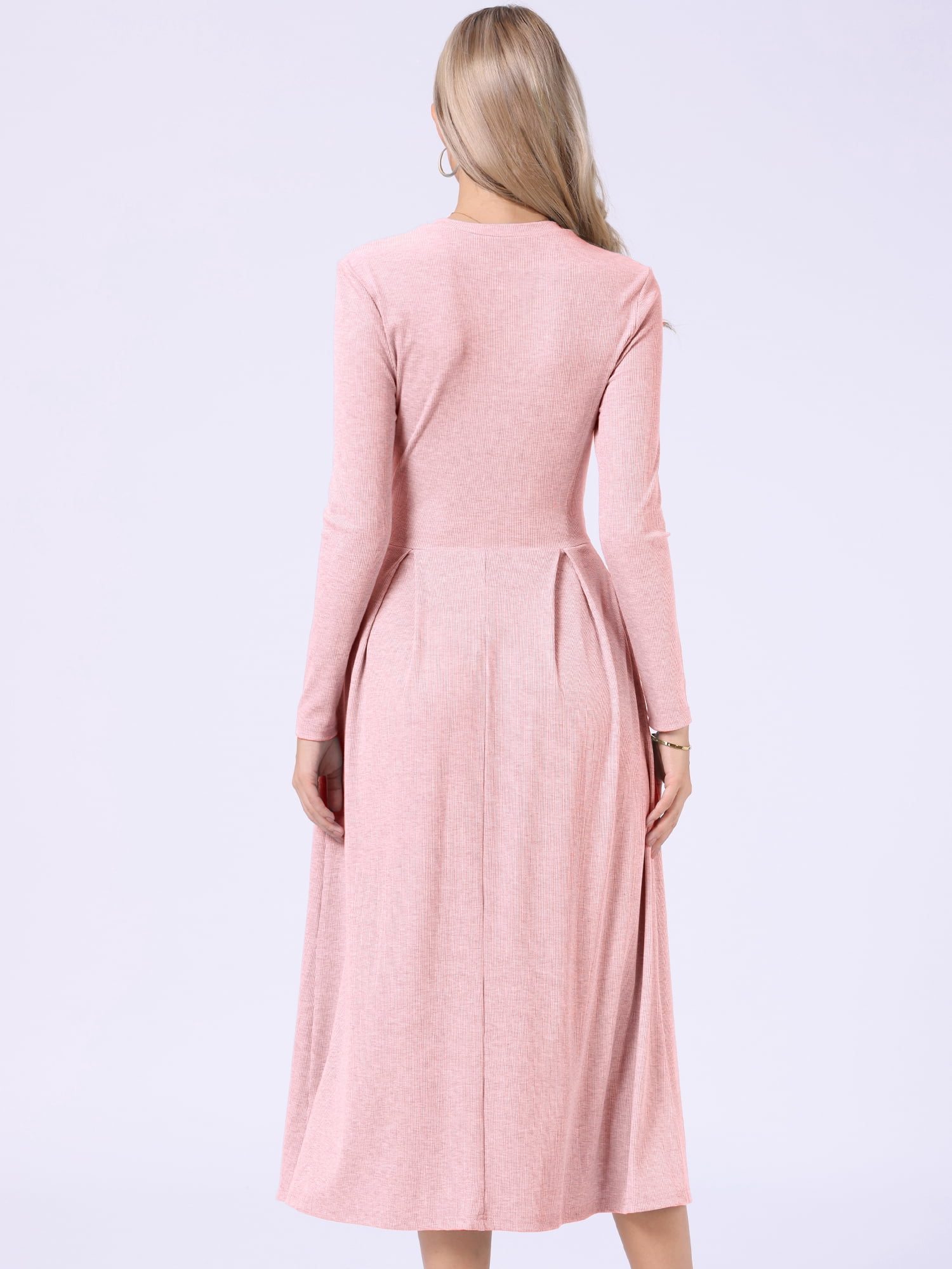 DARING DIVA Women's Long Sleeve Maxi Casual Formal Spring A-Line Dress L Pink