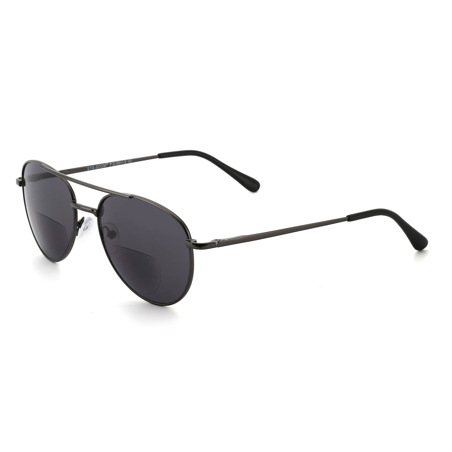 EYE ZOOM 2 Pack Aviator Style Sunglasses Bifocal Reading Glasses Anti UV400 (Gunmetal, +2.00)