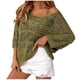 thumbnail image 2 of mfyjkho Tops De Gimnasio Para Mujer, Suéter De Crochet Ahuecado De Color Liso Para Mujer, Con Mangas De Un Cuarto Y Hombros Descubiertos Y Parte Superior Con Hombros Inclinados. M, 2 of 6