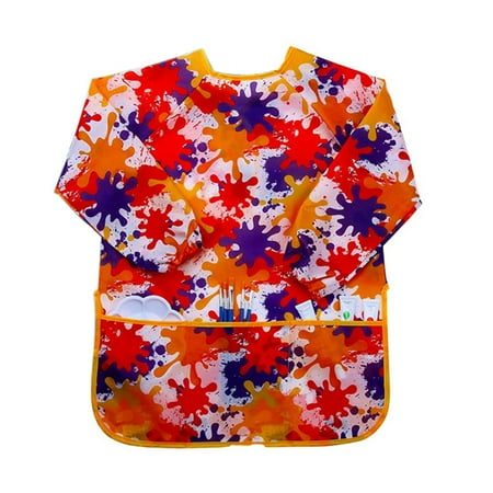

Biplut Painting Apron Super Soft Waterproof Nylon Kids Apron Toddler Painting Cooking Baking Pinafore for Home (Yellow）