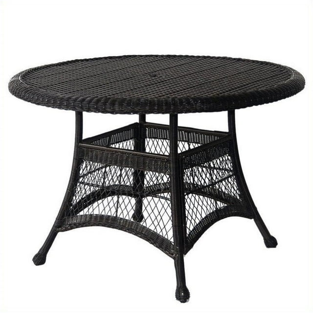 Pemberly Row Table à Manger Ronde en Osier de 44 Pouces en Noir