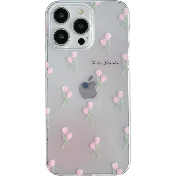 Cute Tulip Flowers Clear Soft Phone Case Compatible with iPhone Case (Clear,iPhone 12 Pro)