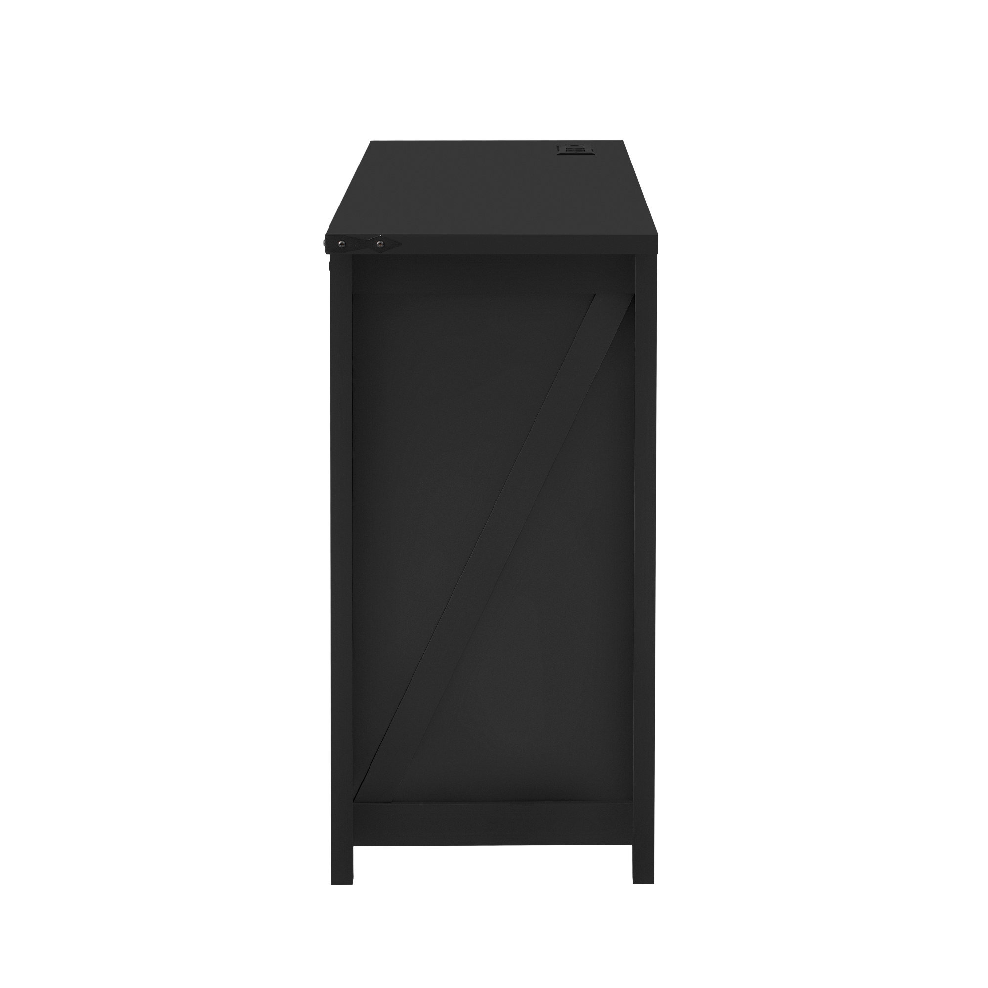 Euroco 55" Large Sideboard Buffet Cabinet, Farmhouse Storage Cabinet with Sliding Barn Doors,Power Outlet and 4 Drawers,Wood Coffee Bar Table for Kitchen,Living Room,Black