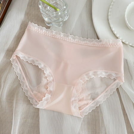 Womens Panties Seamless Sexy Lace Breathable Comfortable Midriff Ice Transparent Net Yarn Underwear Microfiber Silky Panties