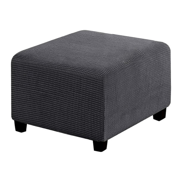 Wosthever Funda otomana elástica de Color sólido para sala de estar, dormitorio, reposapiés de poliéster, funda protectora para taburete, Decoración del hogar Gris oscuro