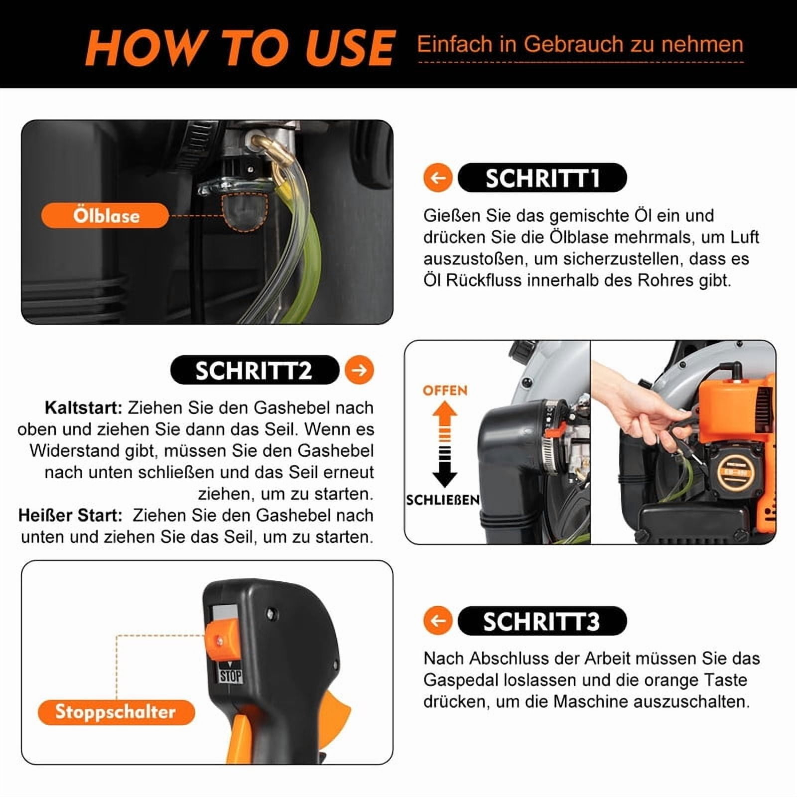 Leaf Blower Backpack, 63CC Gas Powered Strong Air Flow 665 CFM 205 MPH , Ideal for Leaf, Sand, Gravel, Snow, Yard and Driveway