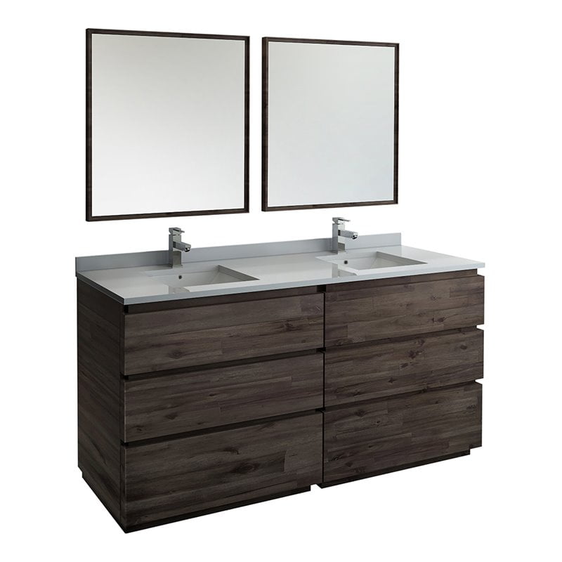 Wall Hung Bathroom Vanity With Mirrors, 72 Inch Vanity Double Sink Wall Mount