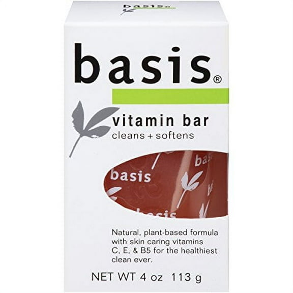6 Pack - Basis Vitamin Bar Soap, Cleans   Softens 4oz Each