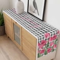 thumbnail image 4 of Pink Tulip Flowers Table Runner - 120 Inch Long, Kitchen Dining Table Runner Dresser Scarves, Black Buffalo Plaid Spring Floral Plants Farmhouse Decor for Coffee Tables Wedding Party Banquet, 4 of 8