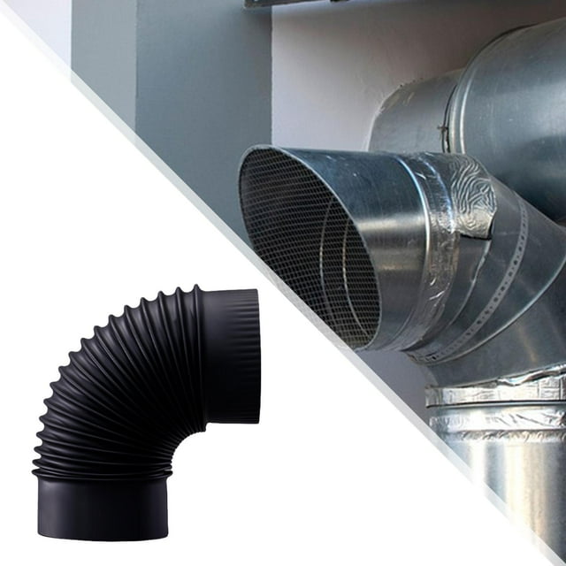 Adaptador de tubo de ventilación para estufa, codo negro de , resistente a altas temperaturas, para accesorios de ventilación de cocina, codo Identificación 125 cm