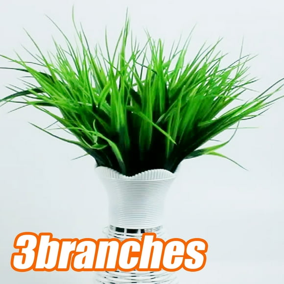 Travelwant 3Bouquets Artificial Plants Grass,Fake Plastic Greenery Shrubs Grass, UV Resistant Plants Spring Grass, for Outdoor Verandah Outside Home Garden