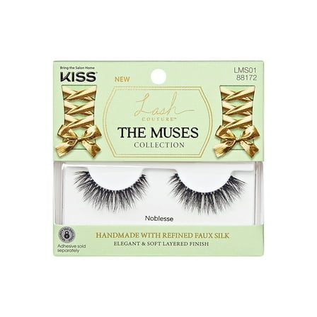 KISS Lash Couture the Muses False Eyelashes, Strip Lashes, Noblesse, Black, 1 Pair