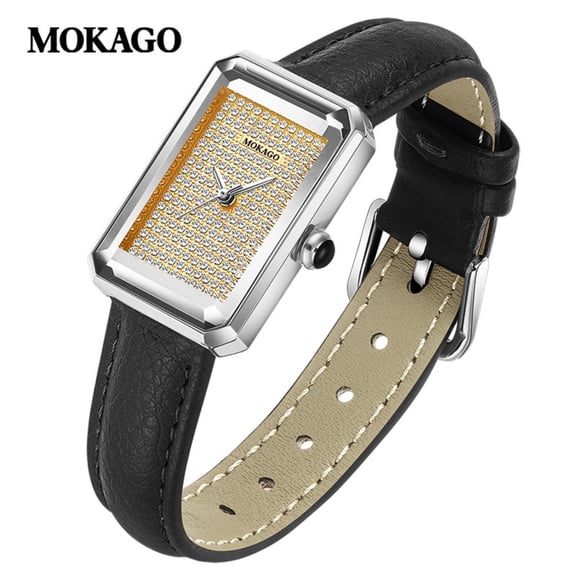 Explojoy Fashion Luxury Women’s Watch – Waterproof Square Quartz Wristwatch, Diamond Accents, Stainless Steel or Leather Strap