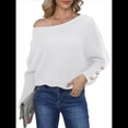 thumbnail image 1 of Suéter de Punto de Color Liso con Hombros Descubiertos y Larga para Mujer, Estilo Informal, Holgado y Moderno para Otoño S, 1 of 8