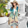 thumbnail image 4 of Beach Vacation Clothes Kimono Cardigan Loose Swimsuit Cover Up for Women Birds Fly in Fantastic Sky M, 4 of 6