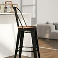 thumbnail image 3 of Merrick Lane 30" High Black-Antique Gold Metal Barstool with Back and Wood Seat, 3 of 11
