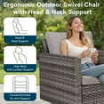 thumbnail image 4 of Unnifurnzi Wicker Patio Furniture Set-6 Pieces Outdoor Furniture with Outdoor Swivel Glider Chairs Patio Couch and Ottoman Rattan Patio Furniture for Porch Deck Balcony Garden-Gray/Gray, 4 of 7