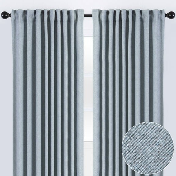 Chanasya 2-Panel Two Color Tone Textured Heavy Curtains - for Windows Living Room Bedroom Patio Office - Partial Room Darkening Window Treatment Drapes for Home Decor 52 x 96 Inches Long - Light Blue