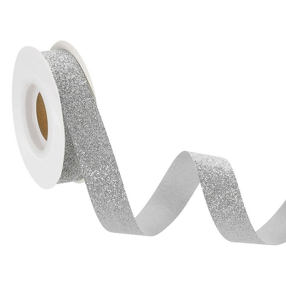 7/8" x 10 Yards Sparkle Ribbons, Gift Wrapping Crafts Cut Edge Ribbon, Silver