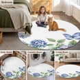 thumbnail image 6 of 7ft Round Rug, Flower Butterfly Non-Skid Rubber Backing Large Area Rugs - Living Room Bedroom Home Office, Blue Purple Watercolor Wilflower Indoor Floor Mat Carpets Washable Rug, 6 of 9