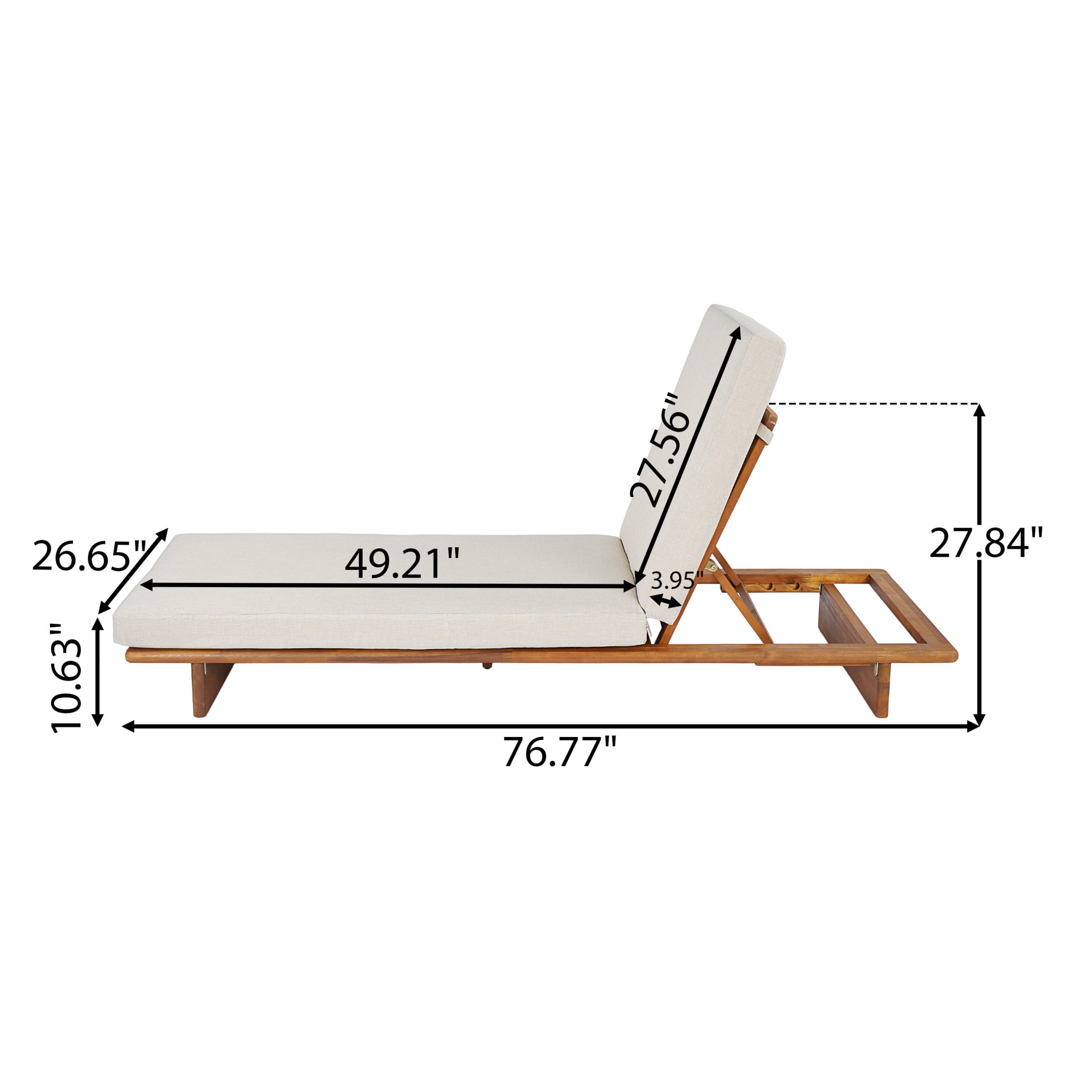 Christopher Knight Home Set of 2 Outdoor Chaise Lounges, Reclining Patio Loungers with Cushions, Teak + Beige