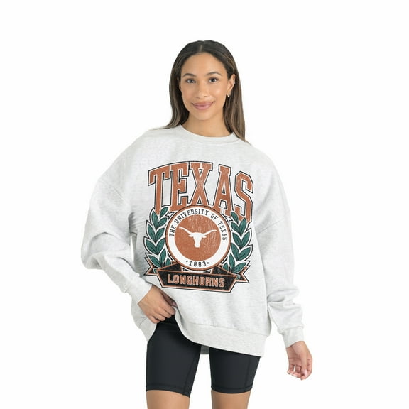 Women's Gameday Couture Gray Texas Longhorns Premium Fleece Drop Shoulder Oversized Pullover Sweatshirt