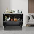 thumbnail image 2 of Portable Folding Event Bar, with Top and Middle Shelves Modern Freestanding Bar Cabinet, Foldable Storage Cabinet for Home Kitchen,Party, Events (Black), 2 of 7