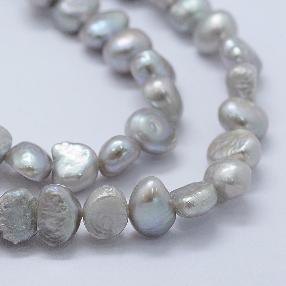 Natural Cultured Freshwater Pearl Beads Strands Dyed Two Sides Polished Silver 5~7x5~7x5~7mm Hole: 0.2mm 53pcs/strand 13.9 inch