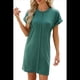 thumbnail image 3 of Vestido Camisero de Verano para Mujer, Informal, con Mangas , Cuello Redondo, Holgado, Minivestido Verde Tinta, Talla XL, 3 of 10