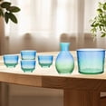 thumbnail image 6 of TISHITA Japanese Sake Glass Set Sake Pot Set Multifunctional Creative Home Use Warmer Hammered Texture Decanter for Buffet Table blue green, 6 of 8