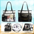 thumbnail image 3 of Tinyat Mesh Tote Bag for Women Extra Large Clear Tote Bag Pvc Bag 5-Pockets for Seaside Pool Picnic Black, 3 of 7