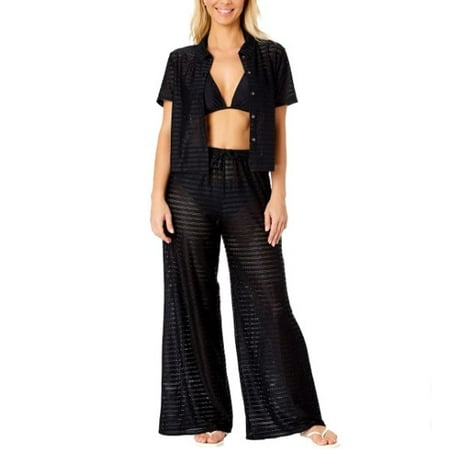Hurley Women s Size Medium (8-10) Swim Cover Up Set Pants & Shirt  Black