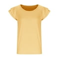 thumbnail image 3 of lcziwo Girls T Shirts Ruffle Short Sleeve Round Neck Loose Blouse Summer Solid Color Casual Kids Tee Tops Yellow, 3 of 7