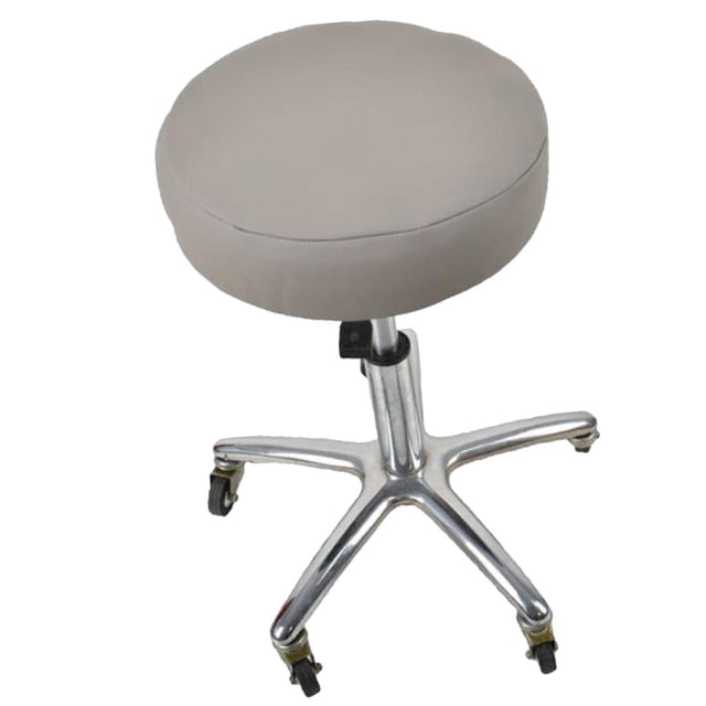Round Stool Cover Waterproof Thicken Faux Leather Round Bar Stool Cover- Grey