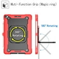 thumbnail image 4 of Kids Case for iPad 9th/ 8th/ 7th Generation 2021 2022 2019,TECH CIRCLE Heavy Duty Hybrid Shockproof 360 Rotating Stand Anti Scratch Drop-Proof Protection Case with Hand Shoulder Strap,Red+Black, 4 of 8