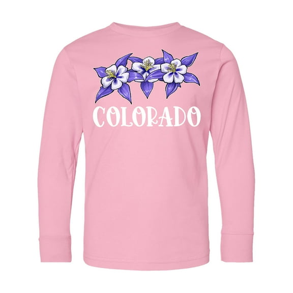 Inktastic Colorado Columbine Flowers Long Sleeve Youth T-Shirt