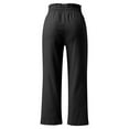 thumbnail image 5 of Awxnjux Flowy Pants For Women Womens Linen Pants High Waisted Wide Leg Drawstring Casual Loose Ankle Length Trousers With Pockets (Black,L), 5 of 5