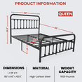 thumbnail image 5 of Golden Gate Beds Victorian Vintage Style Metal Bed Frame with Wrought Iron Headboard and Footboard, Classic Platform Bedframe with Storage, No Box Spring Needed, Mattress Foundation, Black,Queen Size, 5 of 7