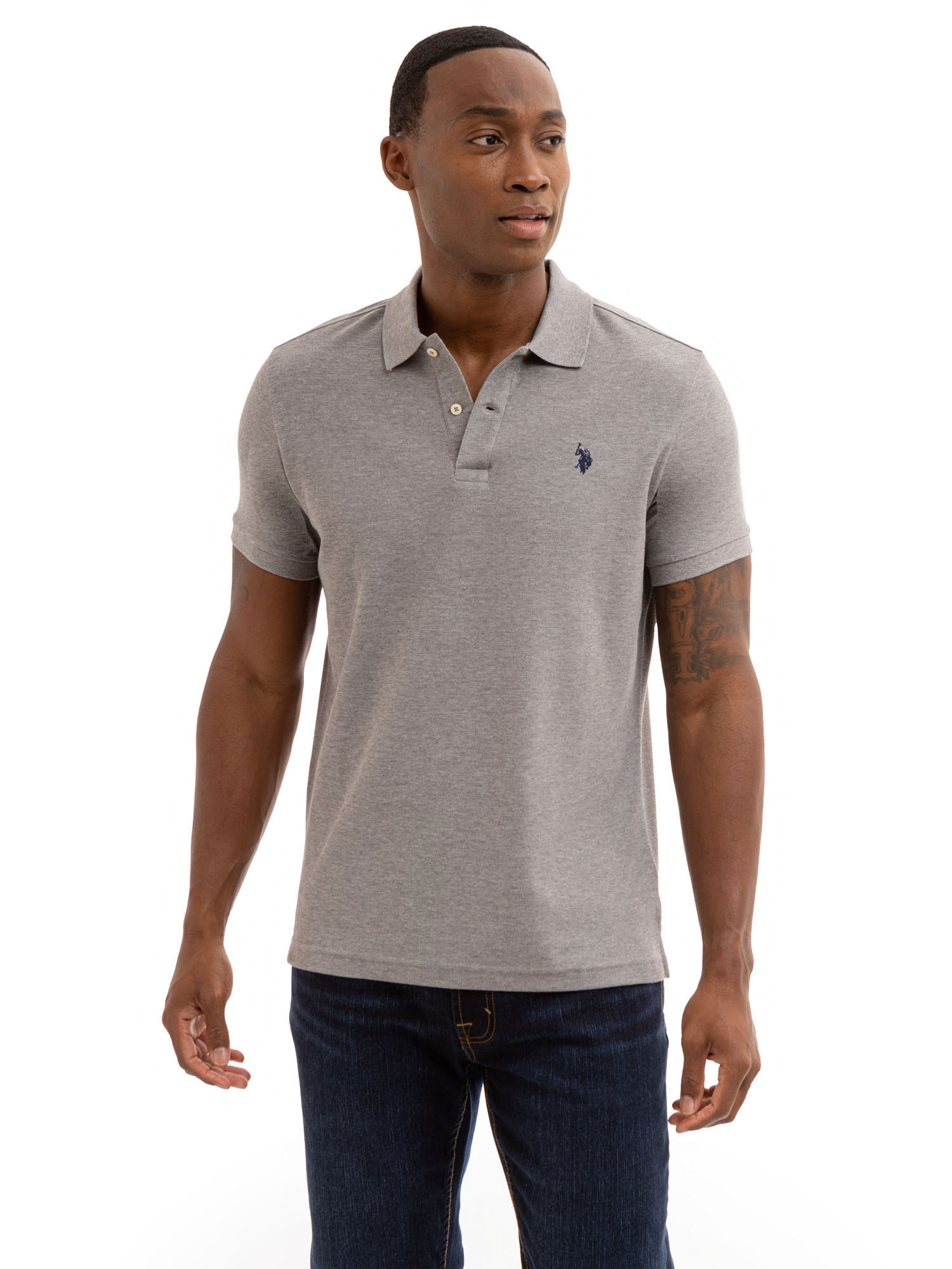 トップス ANCELLM S/S POLO SHIRT GRAY 1 AGA-3889LIGHTGREYBLACK_1080x.