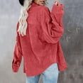 thumbnail image 6 of DondPO Long Sleeve Shirts for Women Flannel Shirt Women Womens Corduroy Button Down Shirt Oversized Blouses Tops Casual Warm Jacket With Pockets Womens Tops Business Casual Tops Watermelon red M, 6 of 8